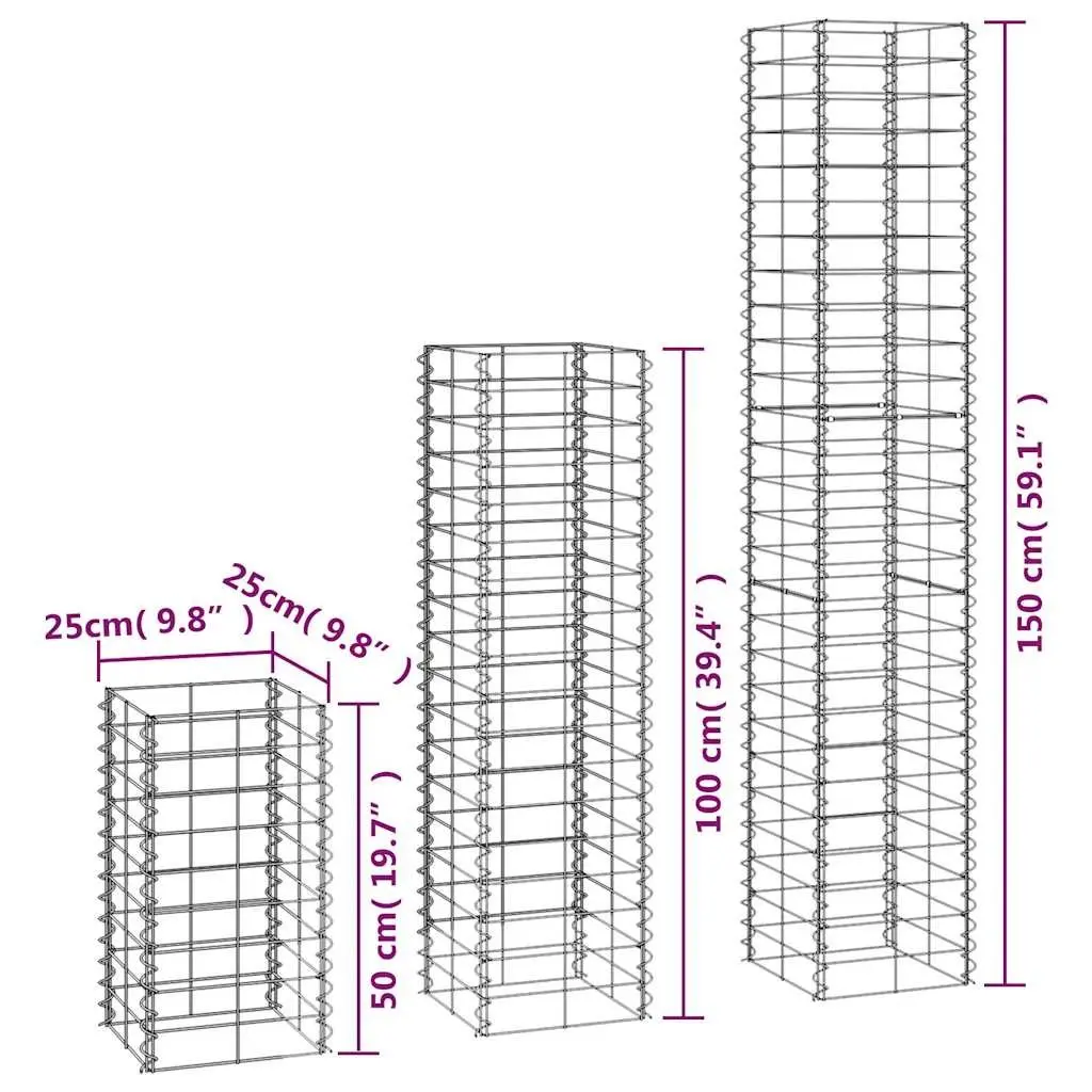 6-Piece Gabion Basket Set for Strong Garden Barriers