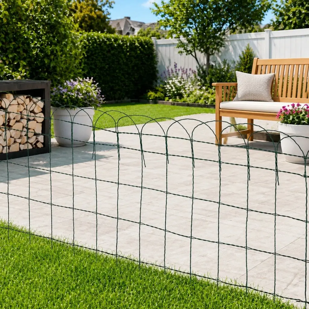 Garden Border Fence Edging Iron Wire 10m Green