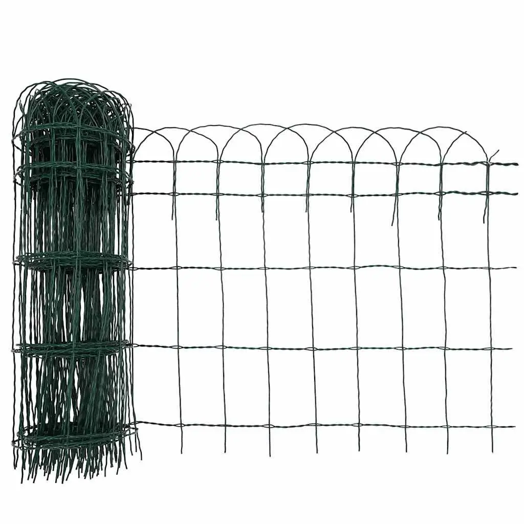 Garden Border Fence Powder-coated Iron 25m Green