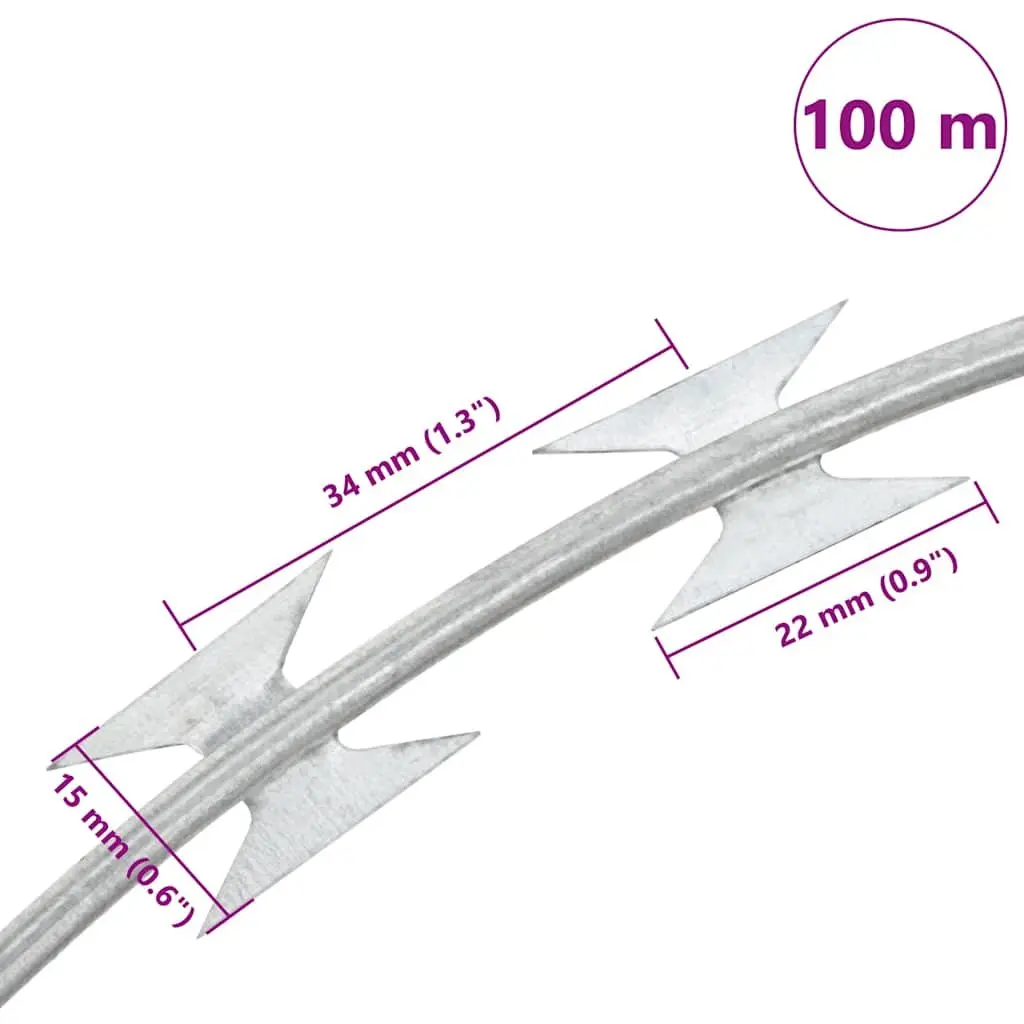 Razor Wire Helical Coil Galvanised Steel 100m Green Garden Yard Fence Security Protection