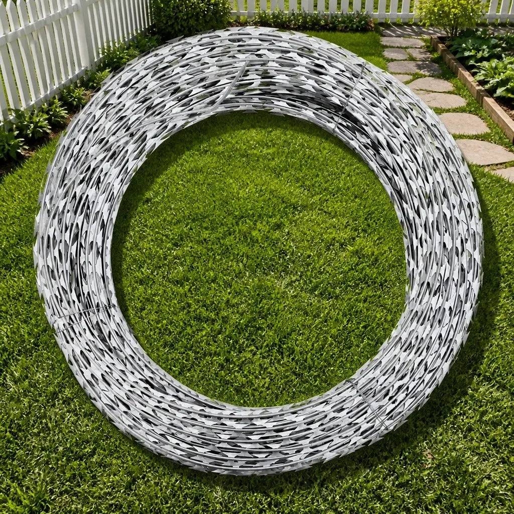 60m Galvanised Steel Razor Wire Helical Roll for Security