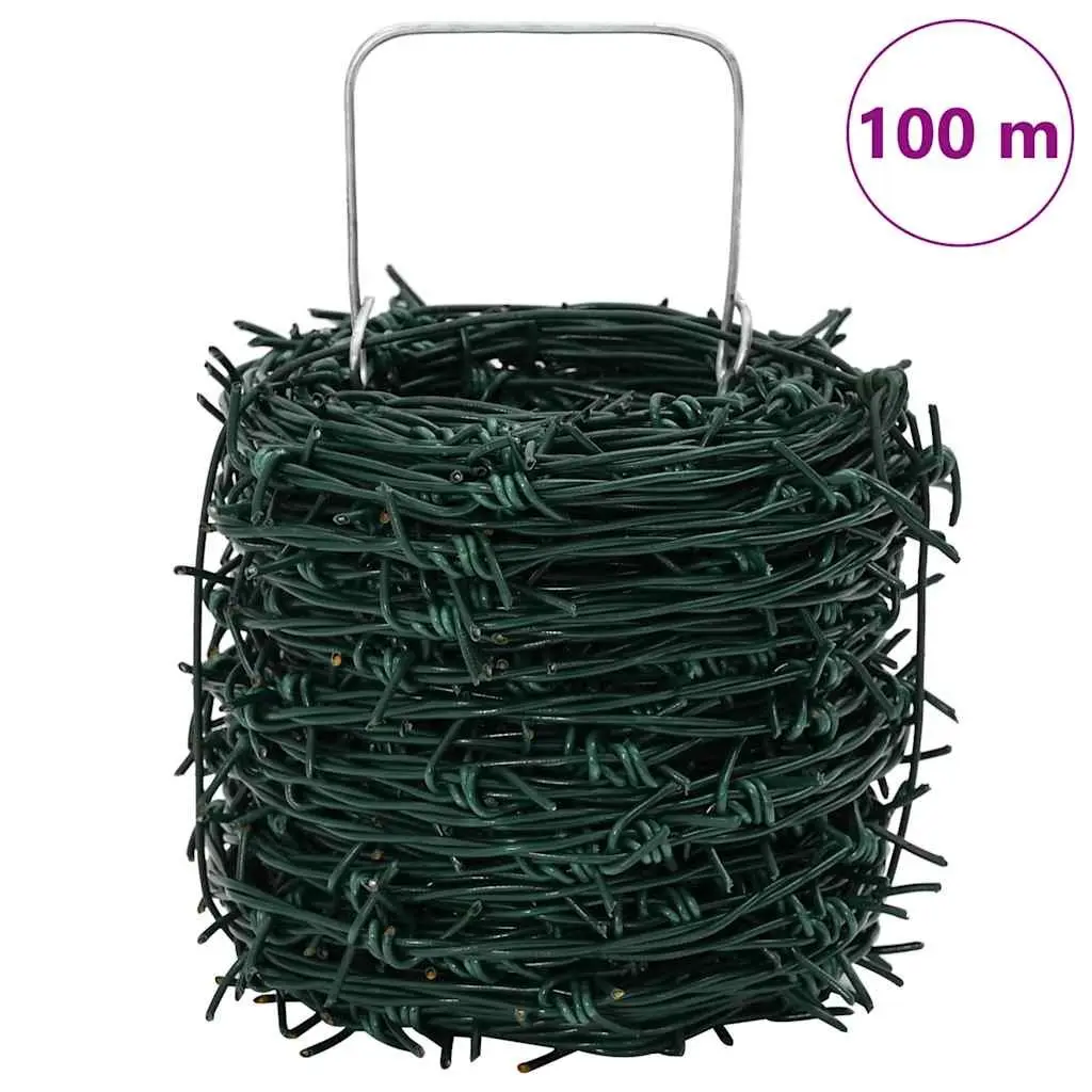 Barbed Wire Roll Powder-coated Iron 100m Silver