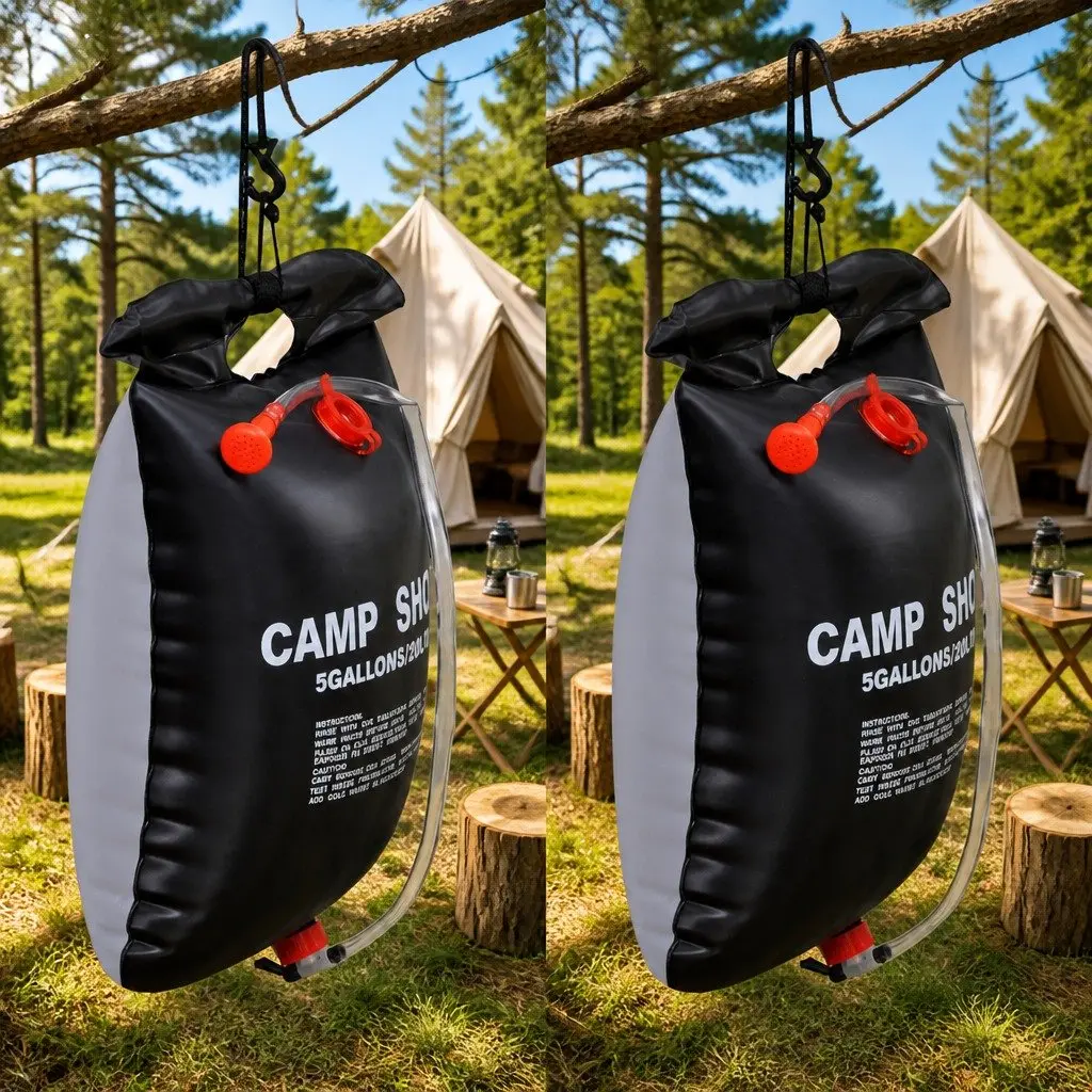 Portable Camp Shower 20L Black Solar Heating