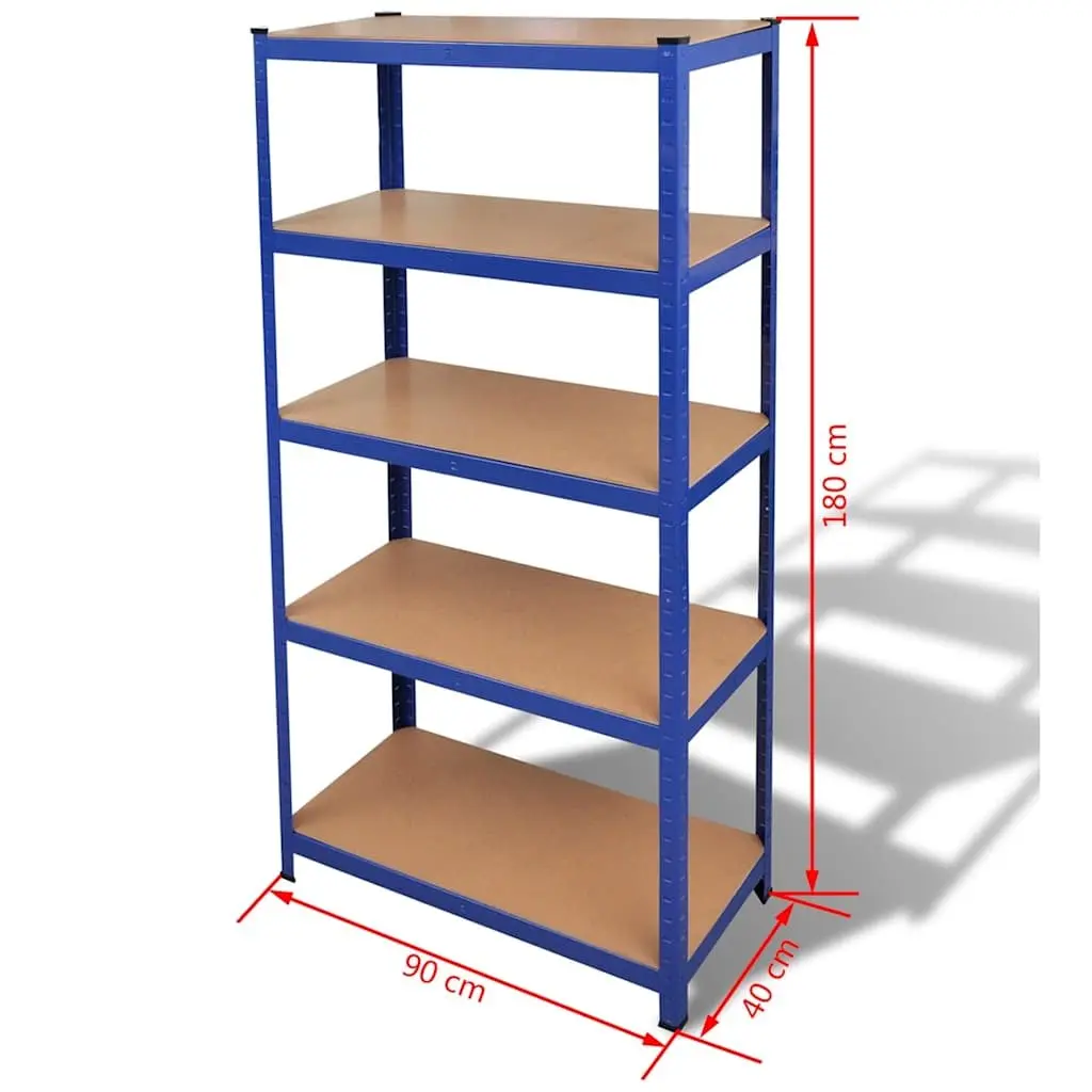 Heavy Duty 5-Layer Storage Shelf with Steel Frame in Blue
