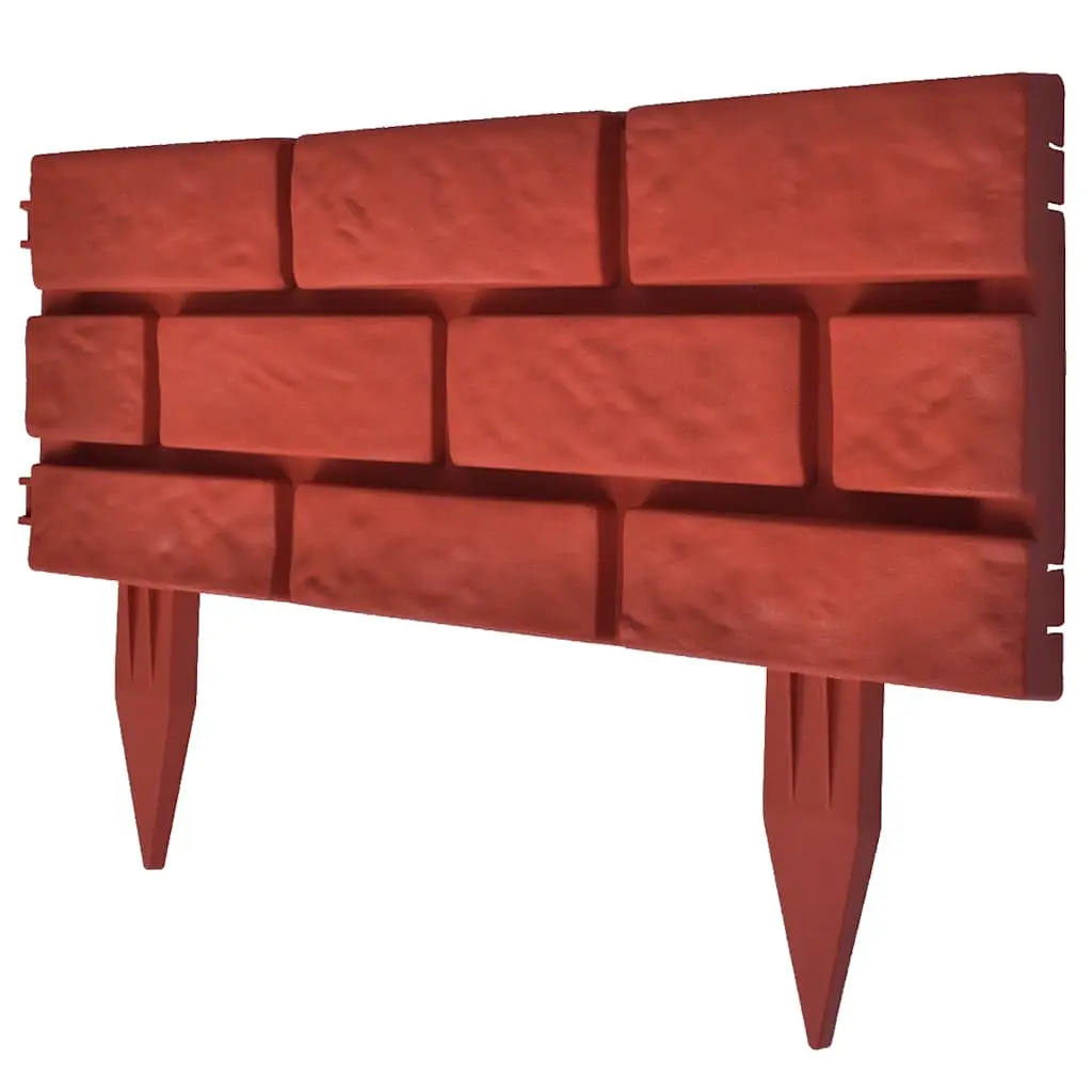 Garden Lawn Divider Edging Border 11 pcs Red Decorative Partition Flower Bed