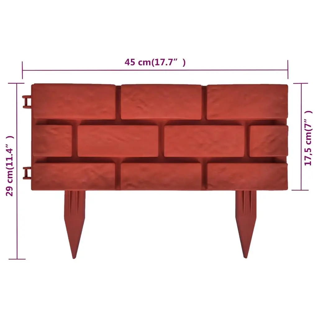 Garden Lawn Divider Edging Border 11 pcs Red Decorative Partition Flower Bed