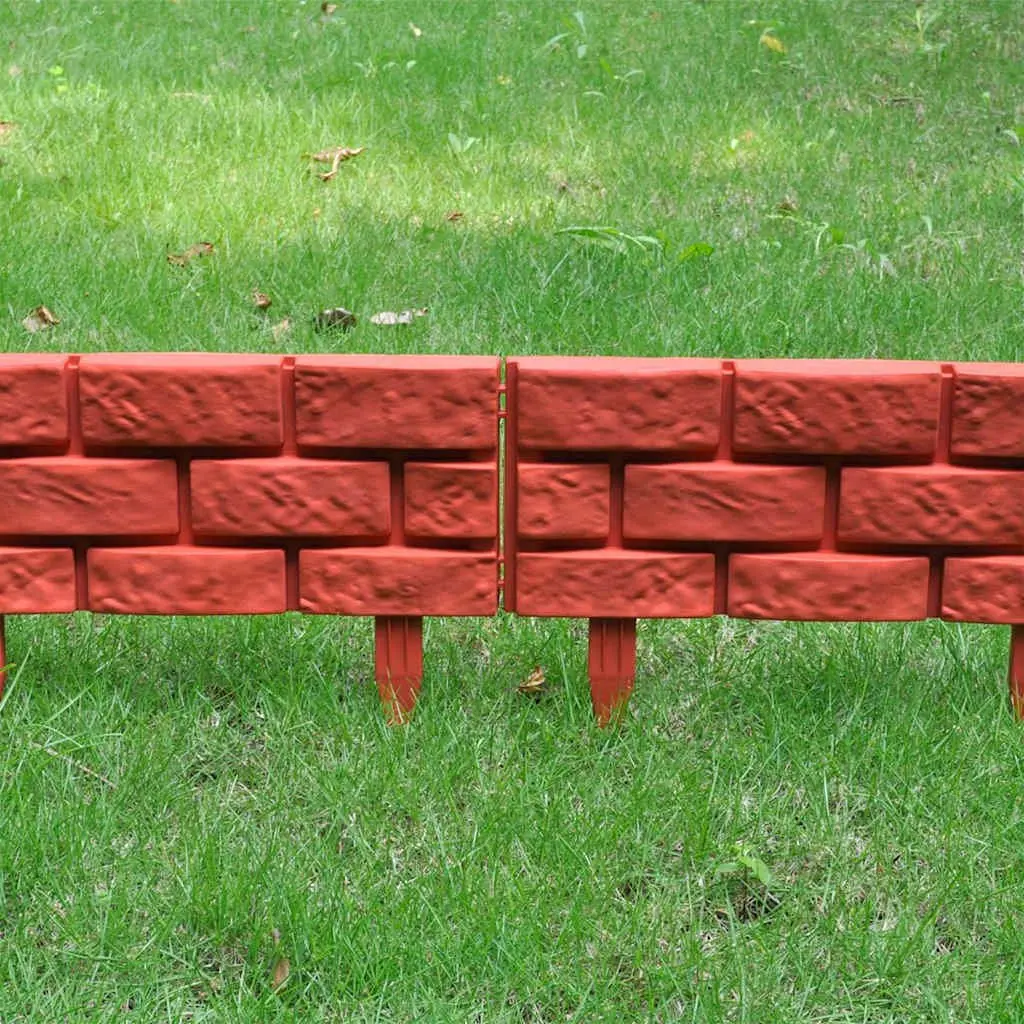 Garden Lawn Divider Edging Border 11 pcs Red Decorative Partition Flower Bed