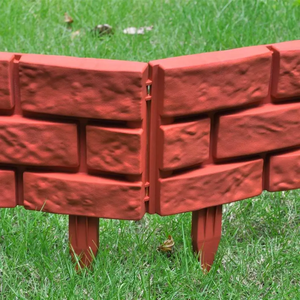 Garden Lawn Divider Edging Border 11 pcs Red Decorative Partition Flower Bed