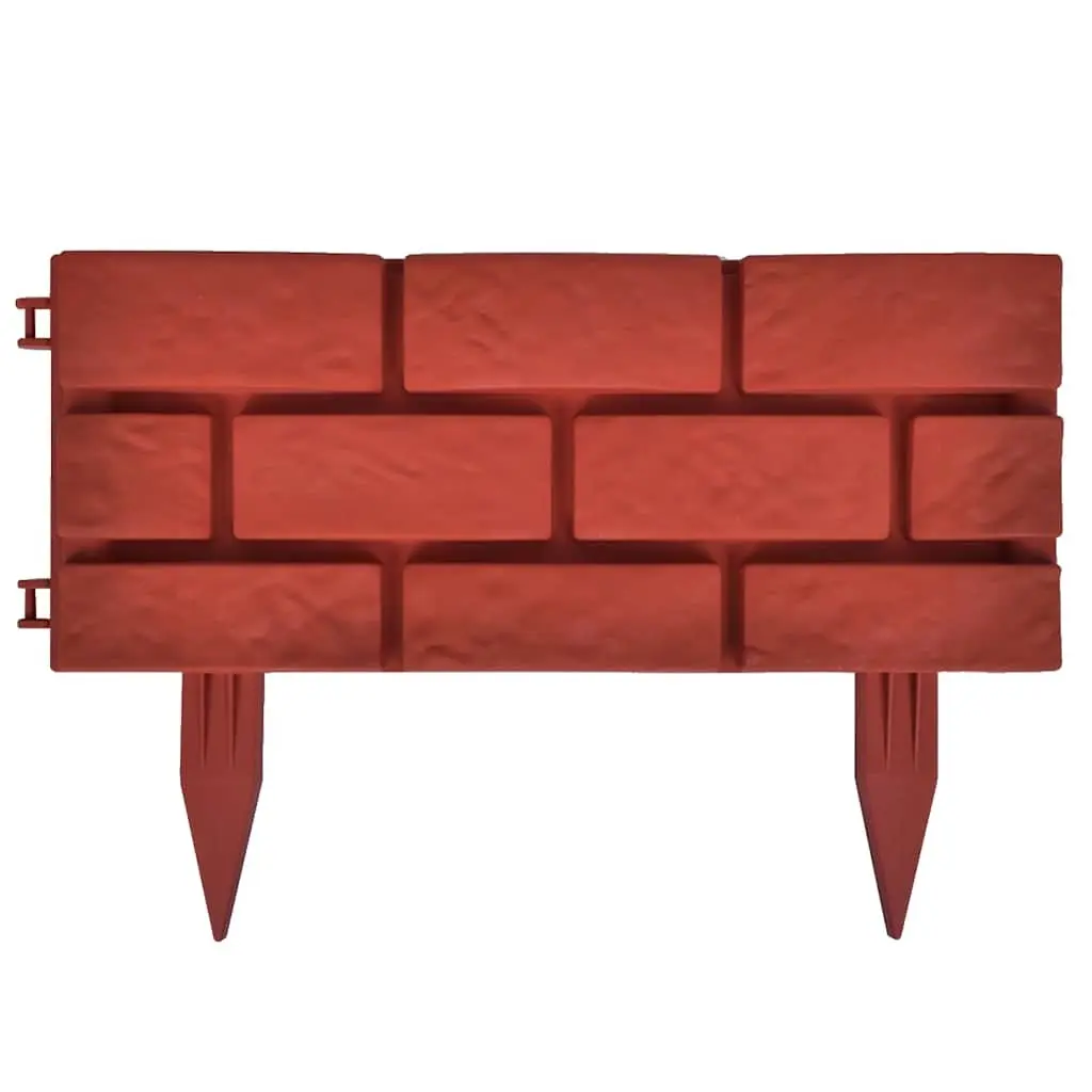 Garden Lawn Divider Edging Border 11 pcs Red Decorative Partition Flower Bed