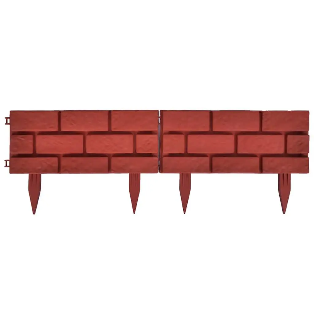 Garden Lawn Divider Edging Border 11 pcs Red Decorative Partition Flower Bed