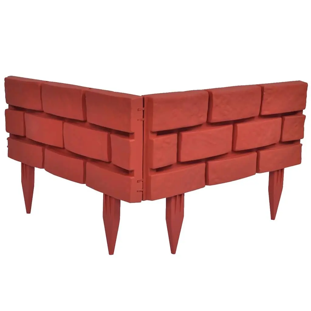 Garden Lawn Divider Edging Border 11 pcs Red Decorative Partition Flower Bed