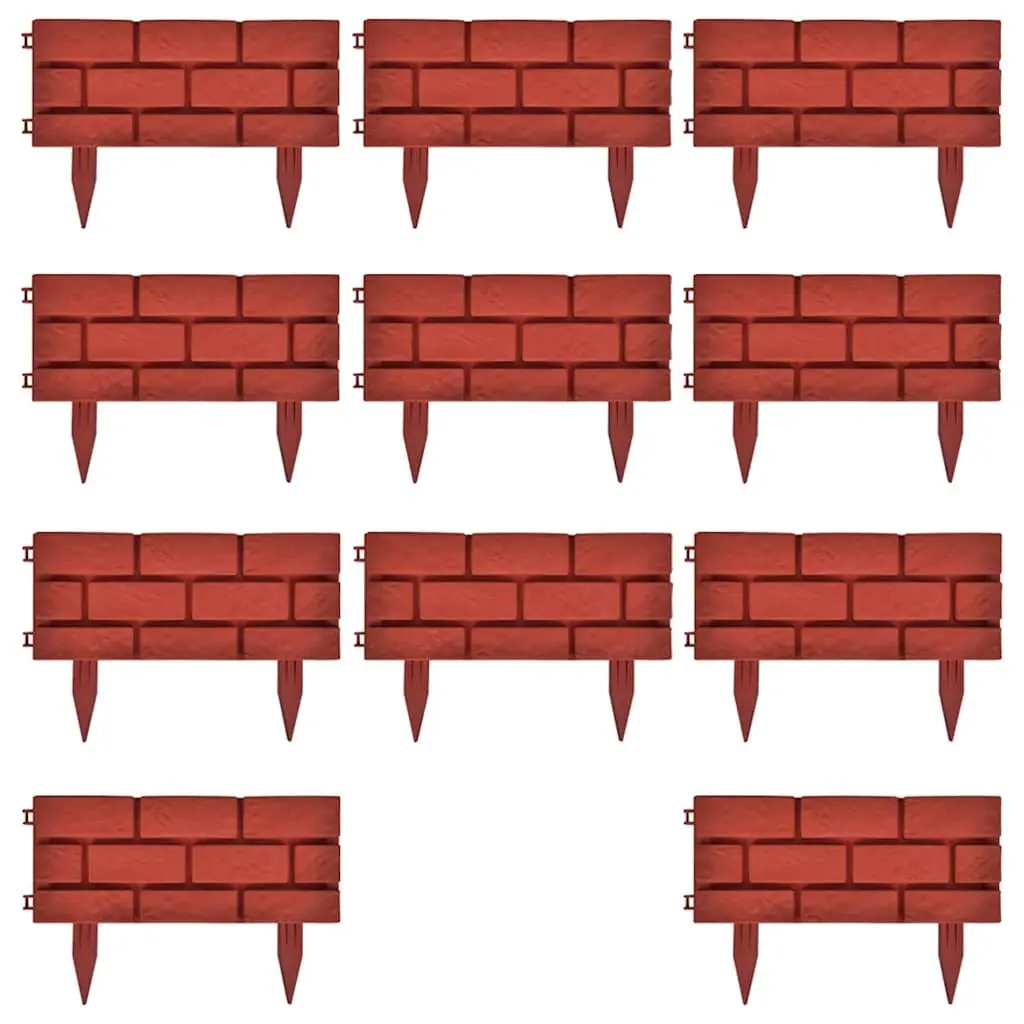 Garden Lawn Divider Edging Border 11 pcs Red Decorative Partition Flower Bed
