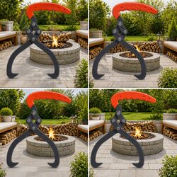 Log Tongs with Ergonomic Handle Sharp Hooks Firewood Stacking Wood Lifting Tool