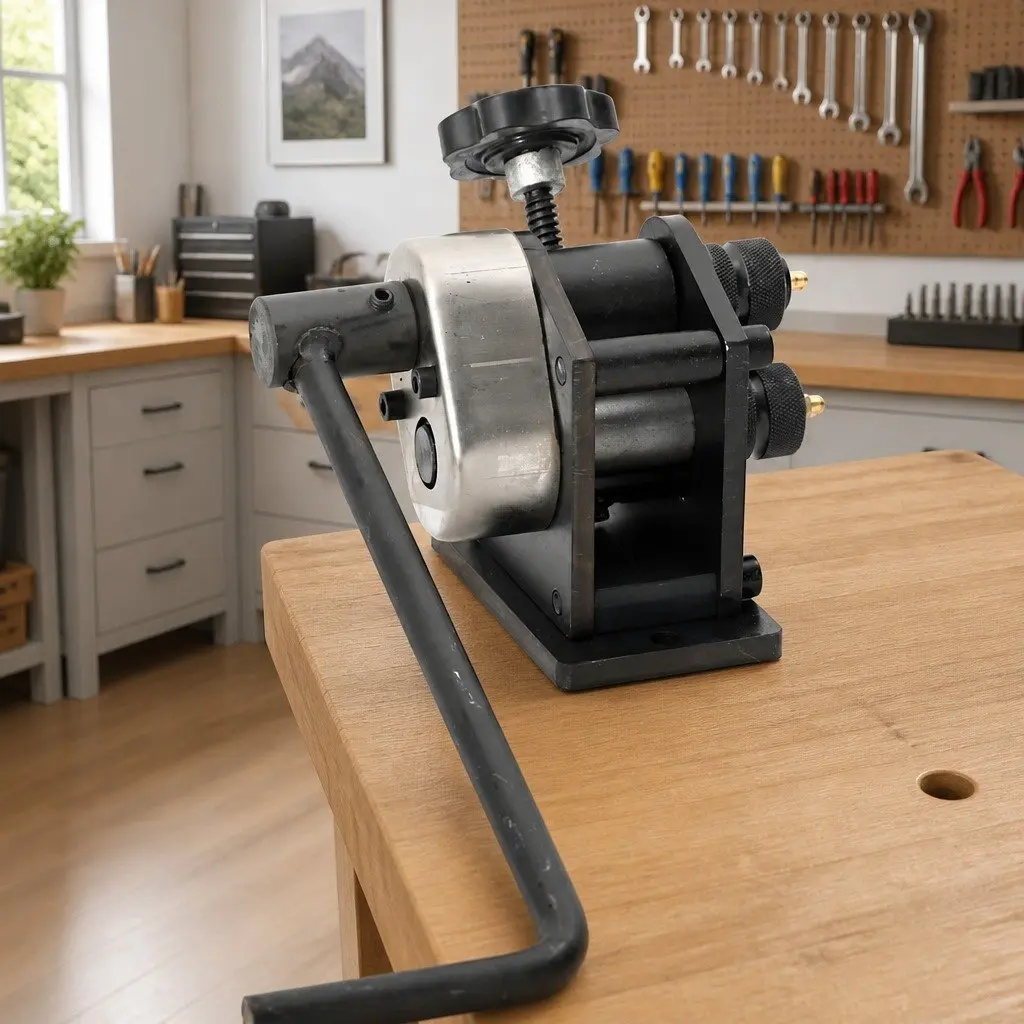 Manual Roll Bending Machine Metal Workbench Mounted for Flat Bars Solid Bars