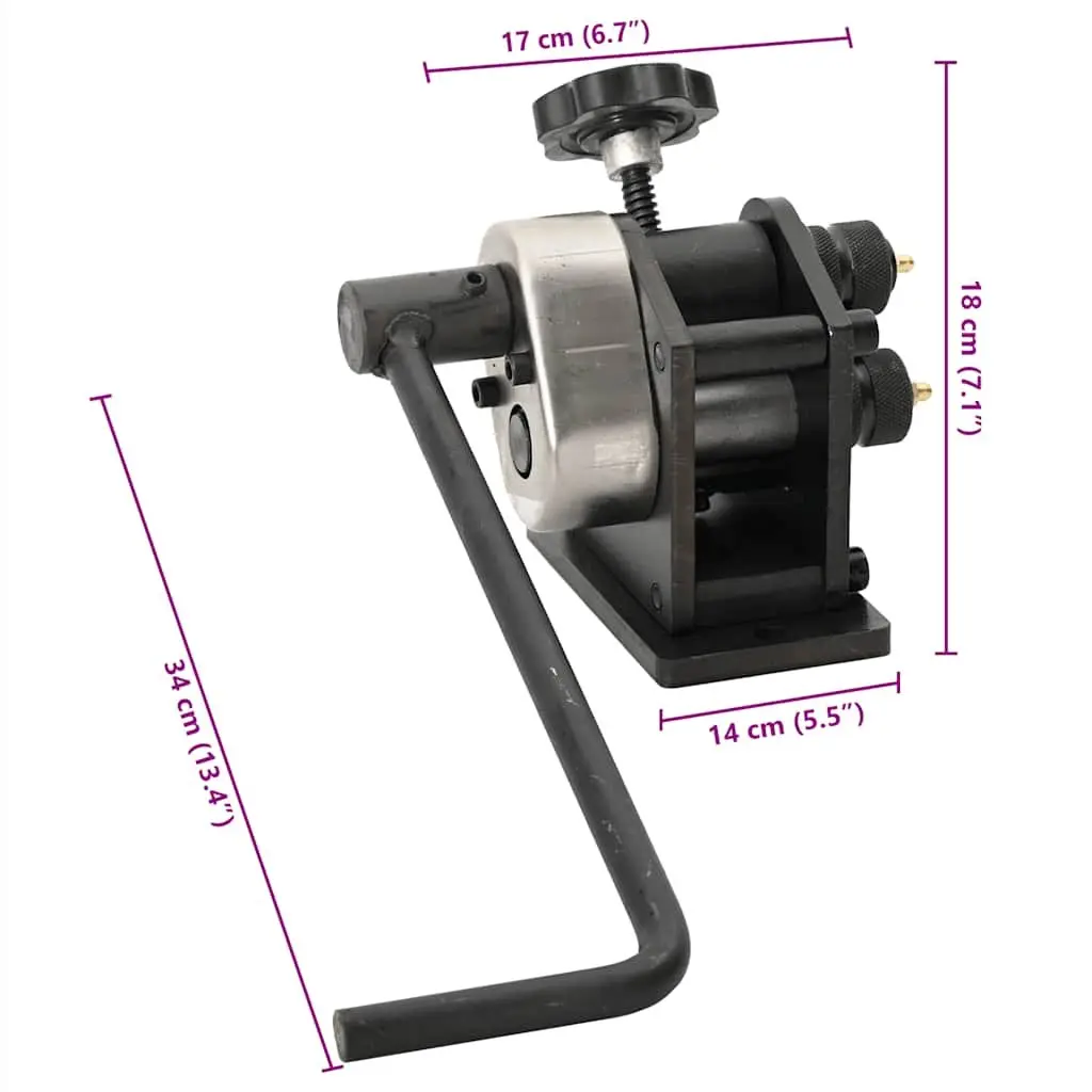 Manual Roll Bending Machine Metal Workbench Mounted for Flat Bars Solid Bars