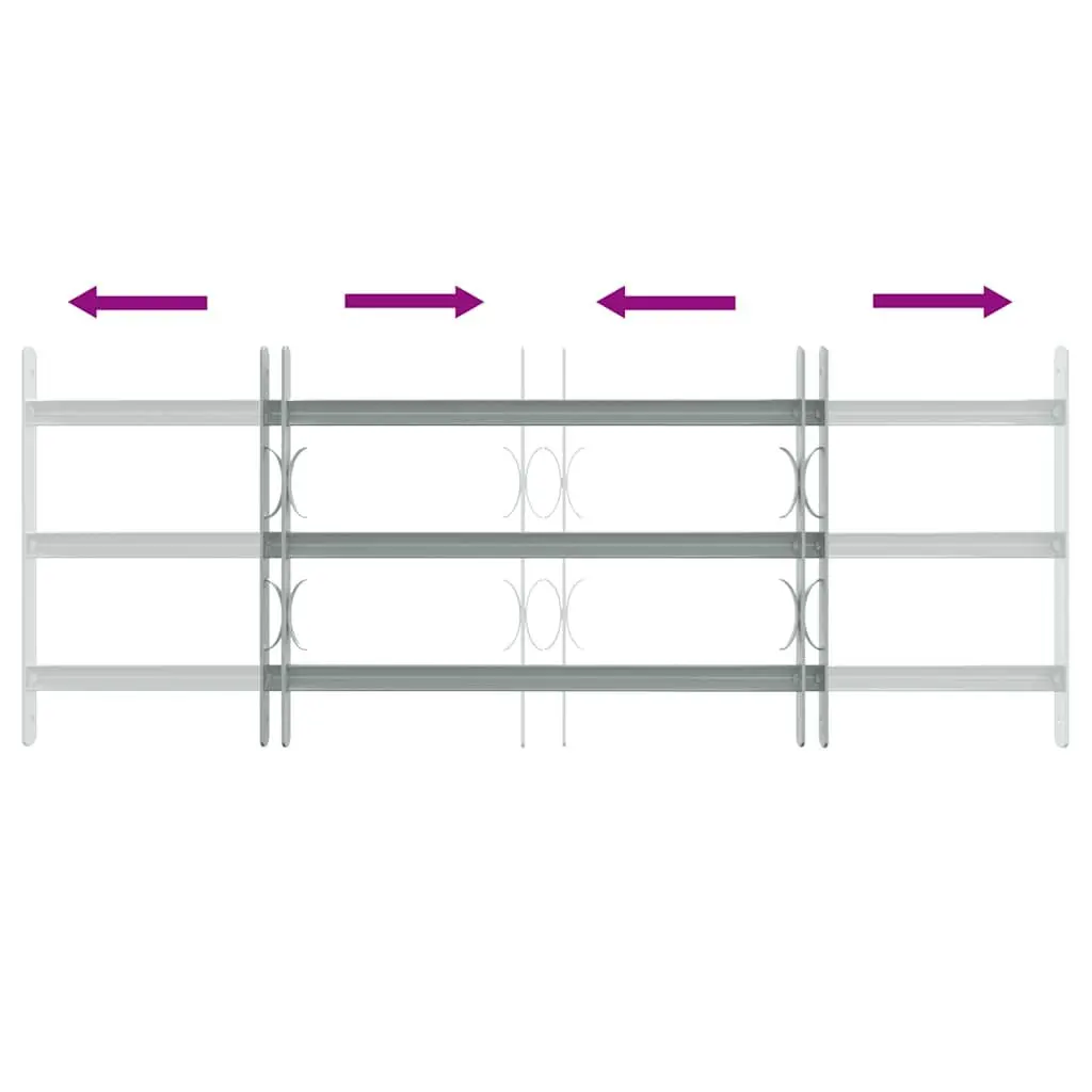 Security Grille for Windows with 3 Crossbars 700-1050 mm Silver