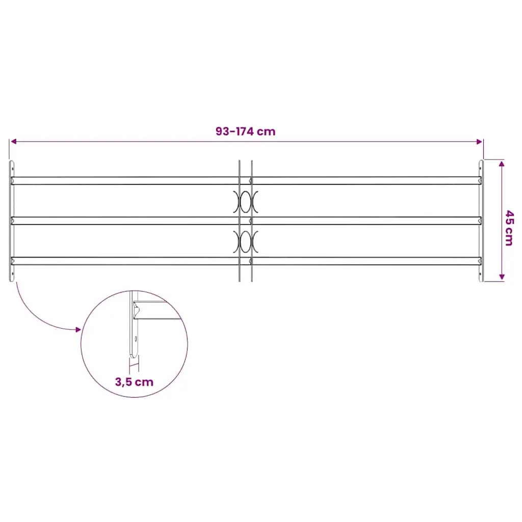 Silver Adjustable Security Grille Window with 3 Crossbars