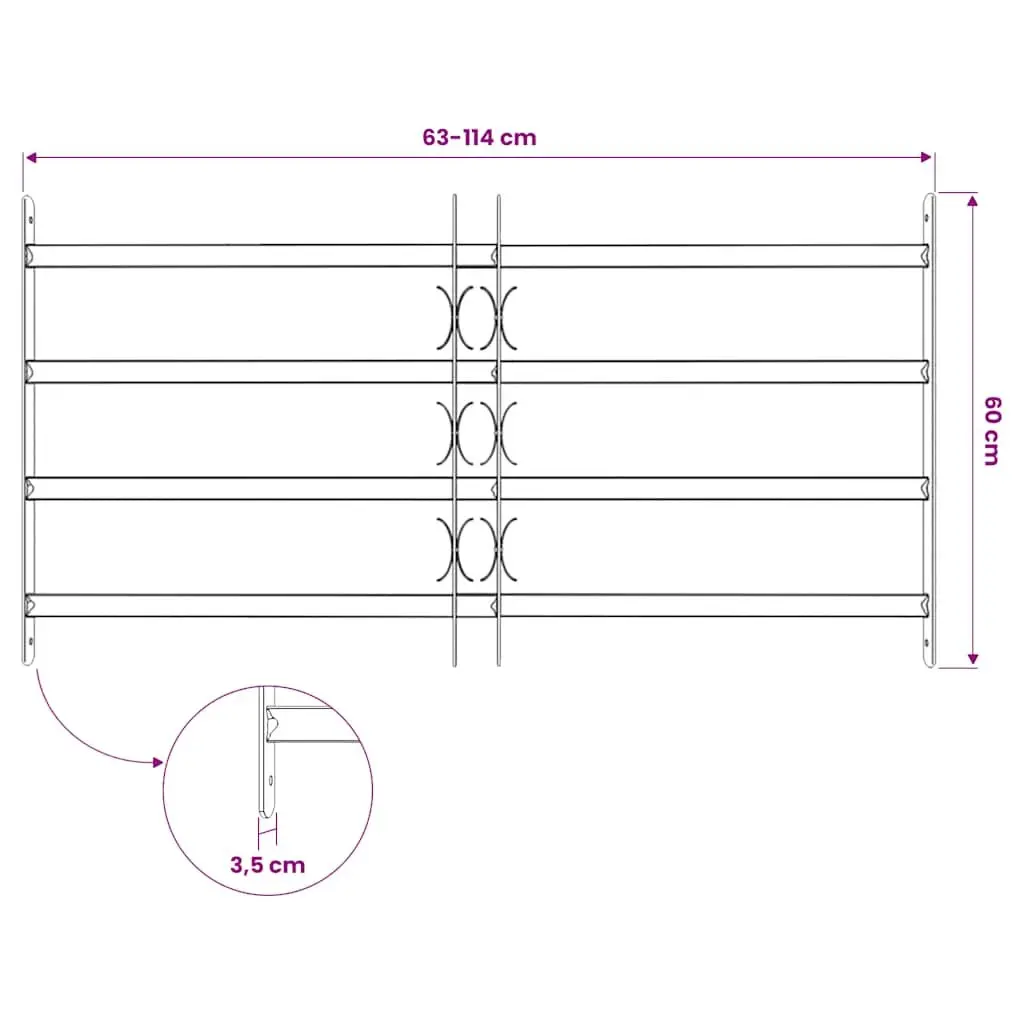 Silver Steel Adjustable Security Grille with 4 Crossbars