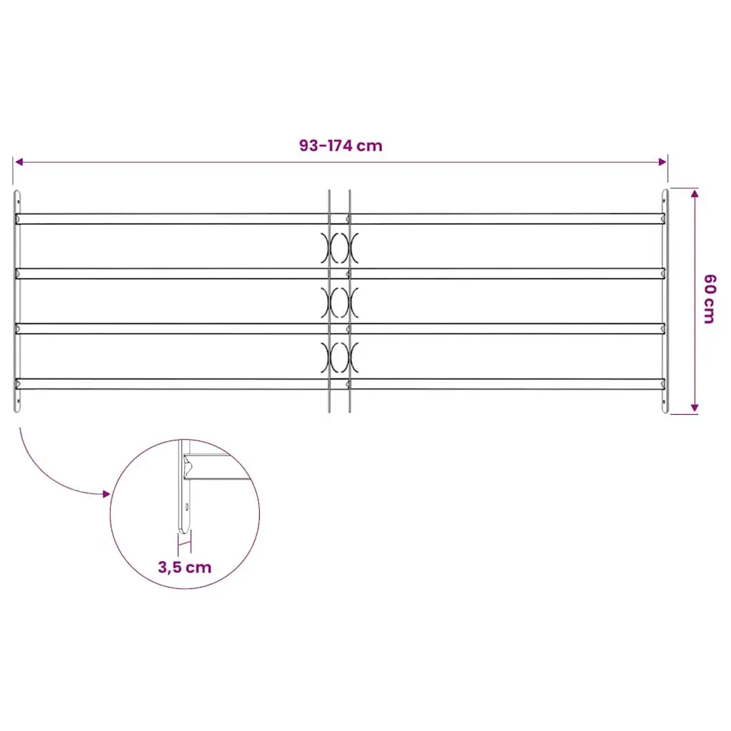 Adjustable Security Grille with 4 Crossbars