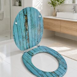 Durable Blue MDF Toilet Seat with Soft Close Feature