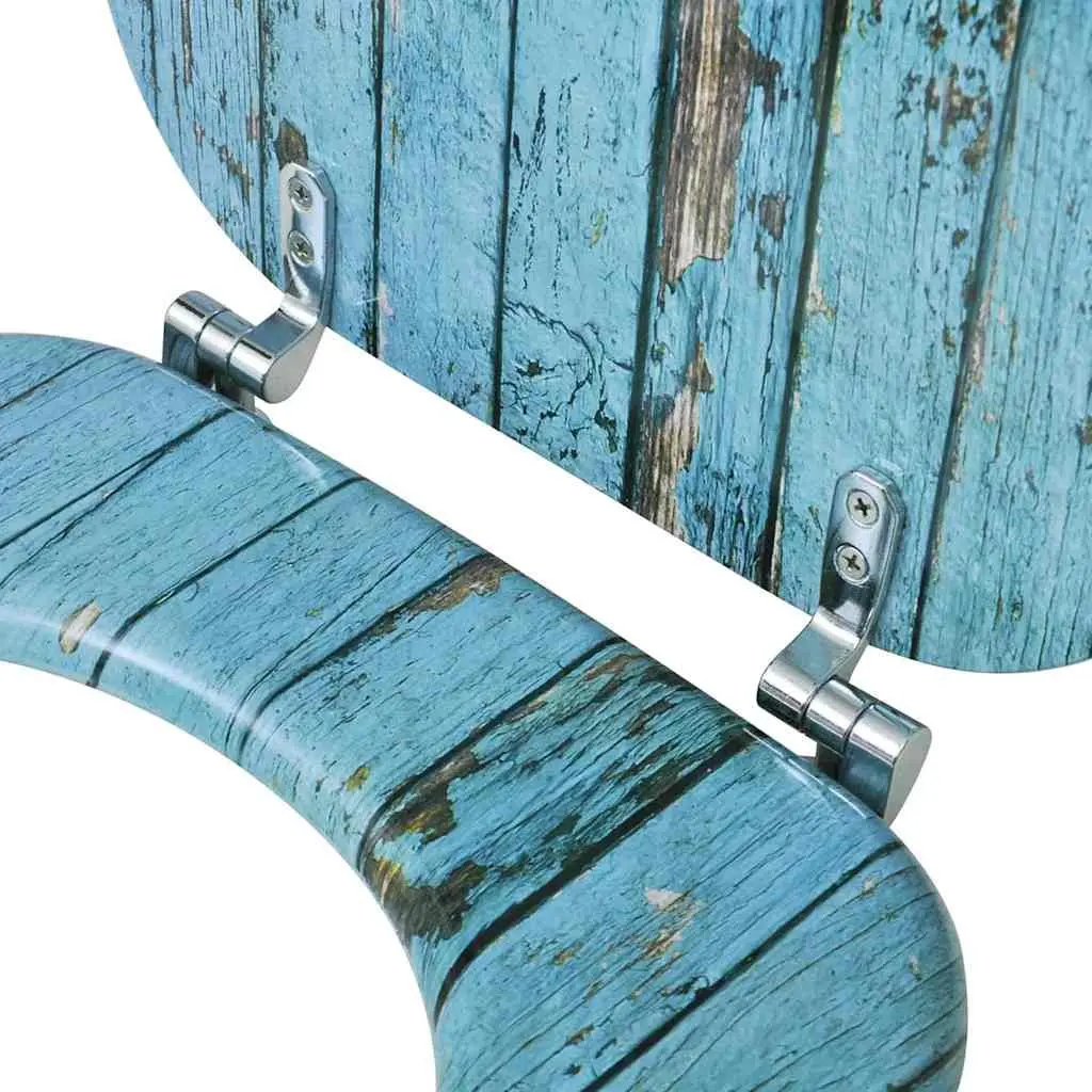 Toilet Seat with Hard Close Lid Blue MDF Old Wood Design Adjustable Hinges