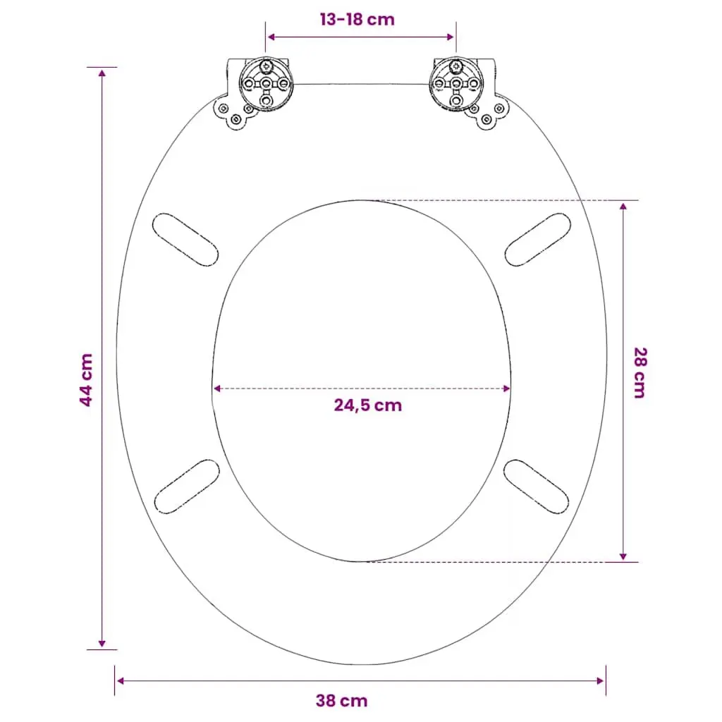 Toilet Seat with Hard Close Lid Blue MDF Old Wood Design Adjustable Hinges