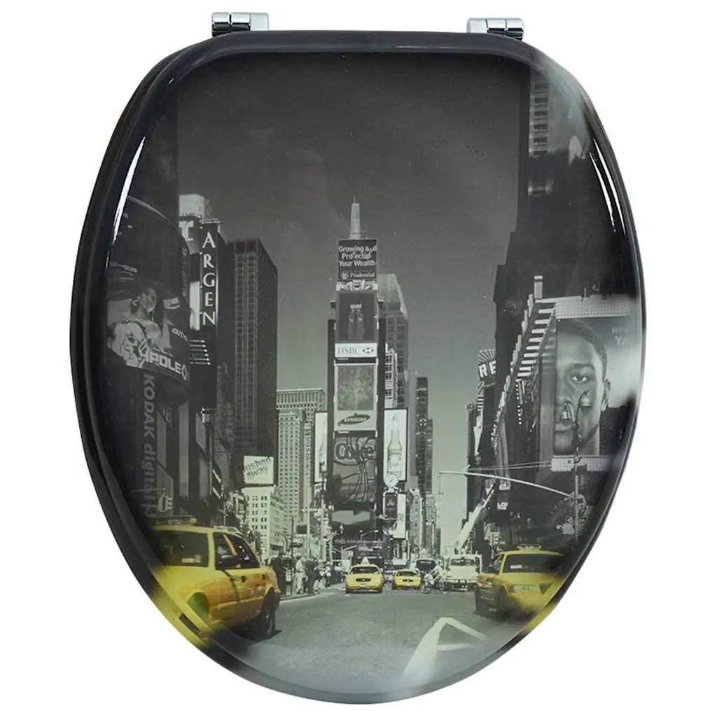 Toilet Seat MDF Multicolour Hard Close Lid Adjustable Hinge Bathroom Fixture