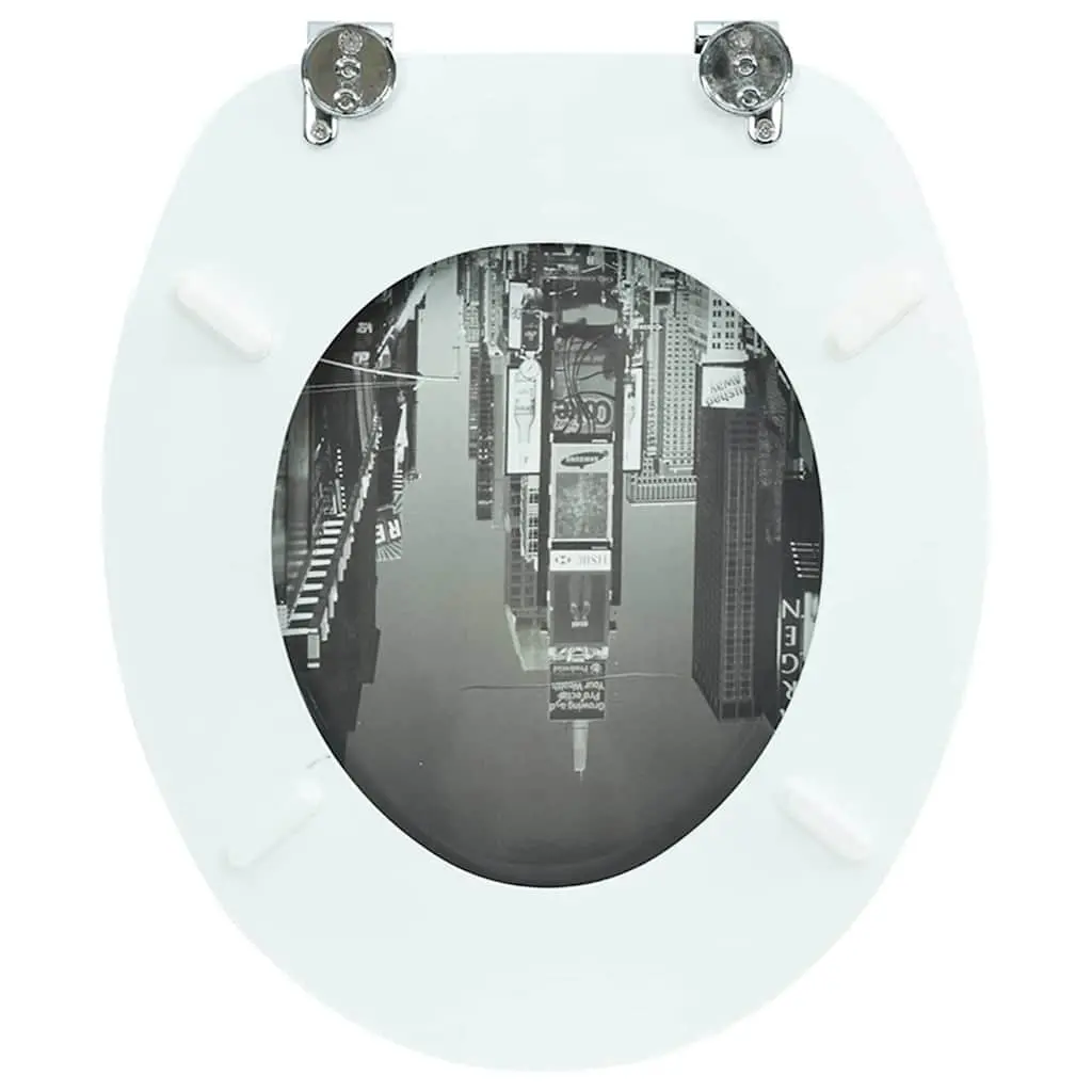 Toilet Seat MDF Multicolour Hard Close Lid Adjustable Hinge Bathroom Fixture