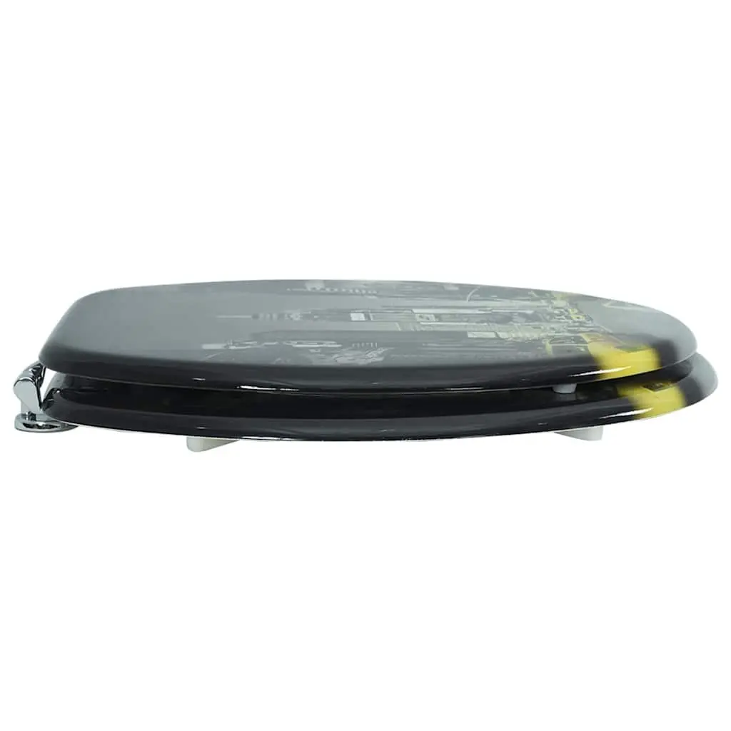 Toilet Seat MDF Multicolour Hard Close Lid Adjustable Hinge Bathroom Fixture