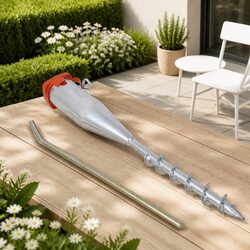 Outdoor Umbrella Stand 55cm Garden Parasol Base Soil Insert Silver