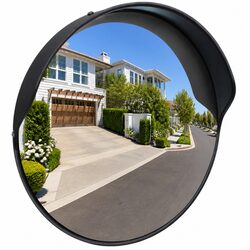 30cm Outdoor Convex Traffic Mirror in Black for Safety