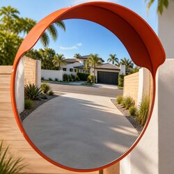 Convex Traffic Mirror 45cm Orange PC Plastic Outdoor Road Safety Security
