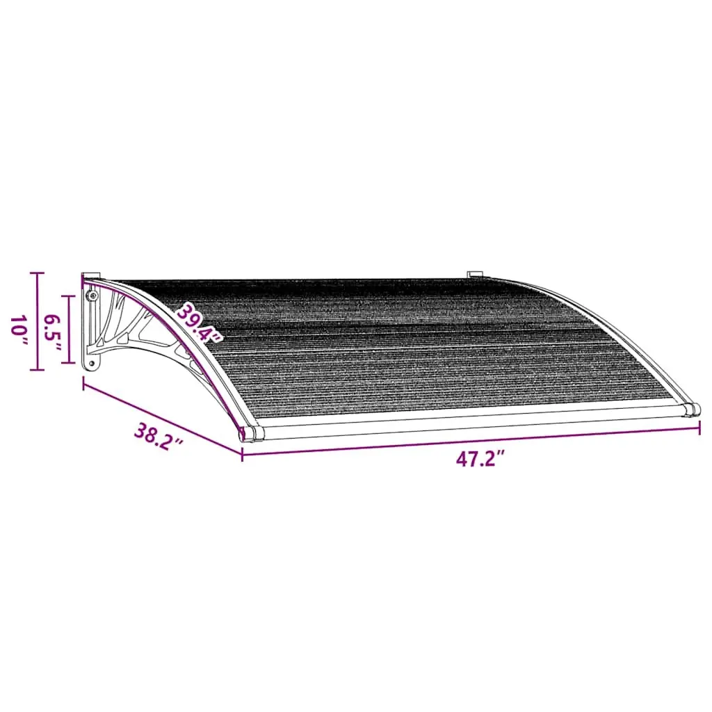 Polycarbonate Door Canopy 120 x 100 cm