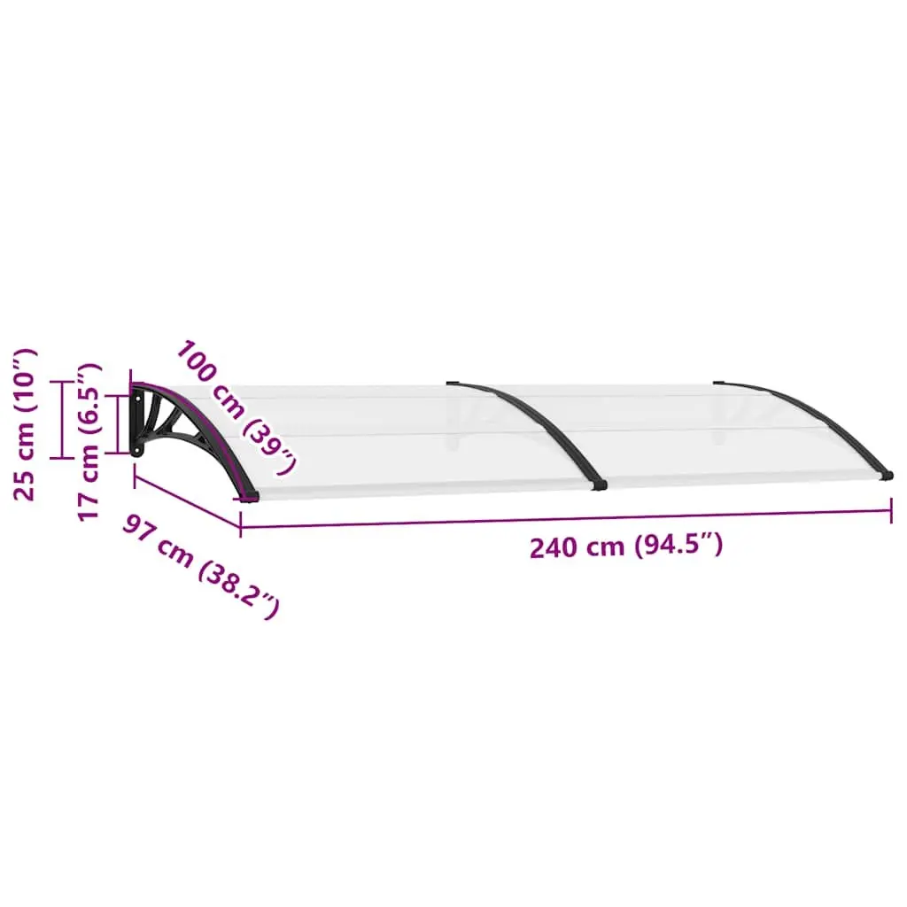 Black Door Canopy 240 x 100 cm Polycarbonate Awning