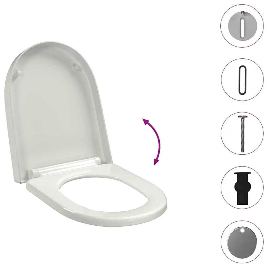 White Square Toilet Seat with Soft-Close Feature