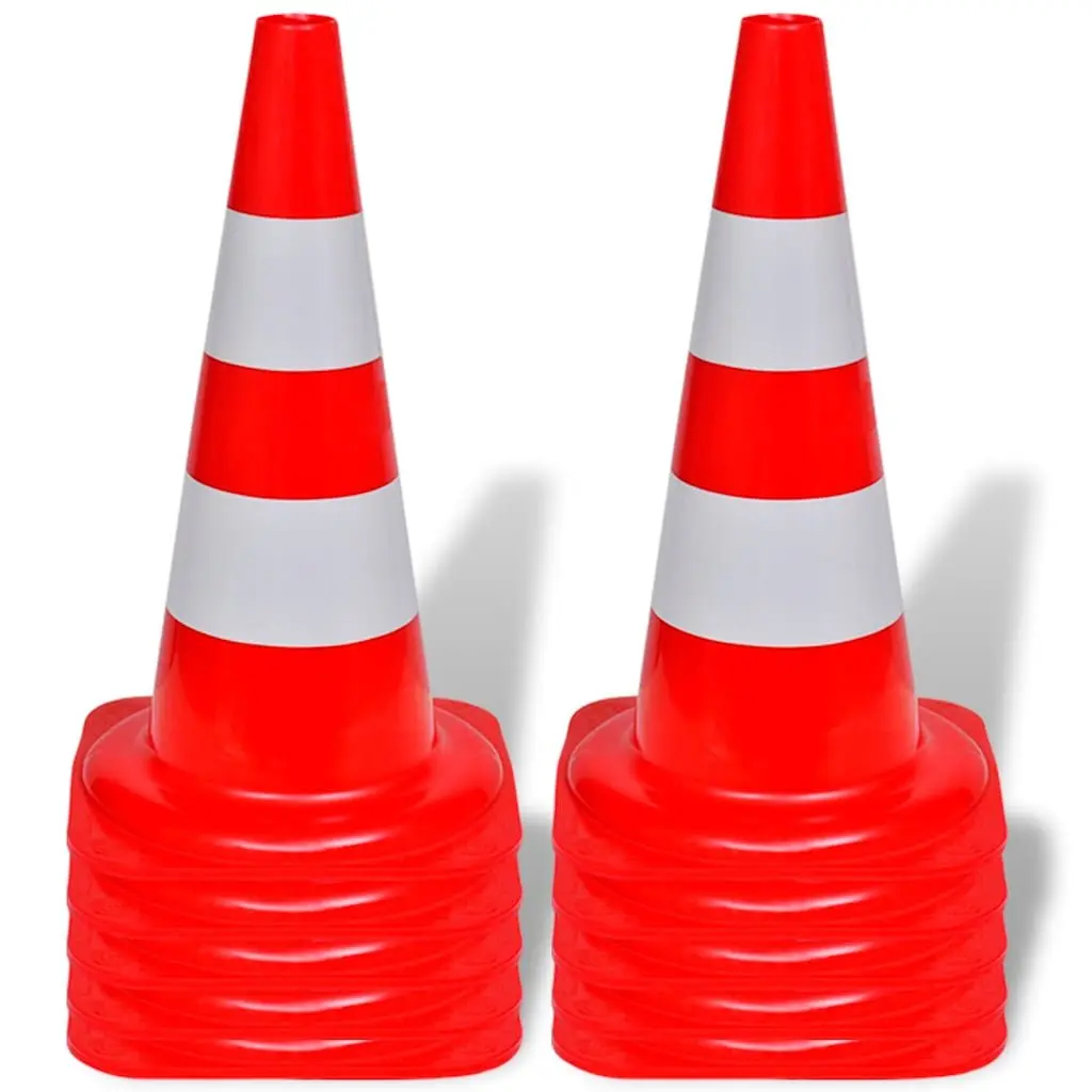 10 x 50cm Red White Reflective Traffic Cones Road Safety Work Site Management