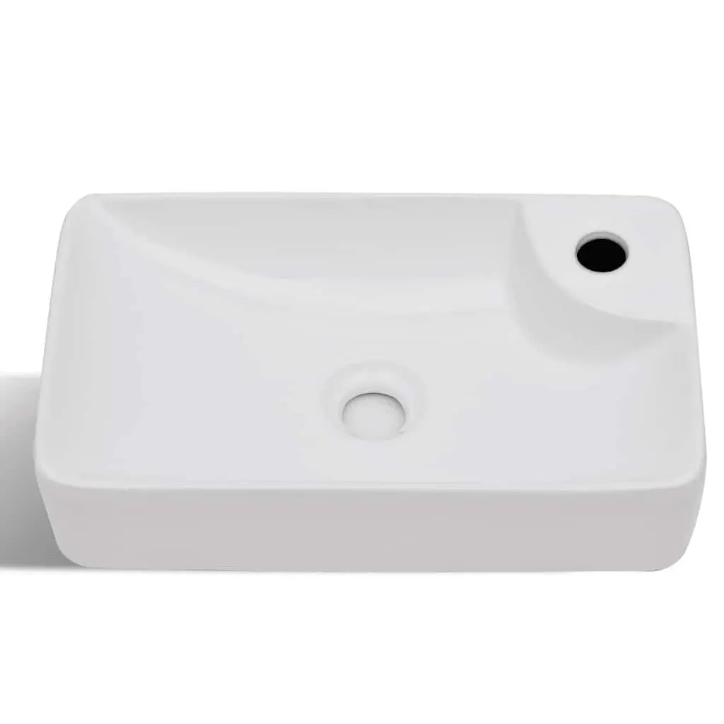 White Ceramic Bathroom Sink Bowl with Drain Hole