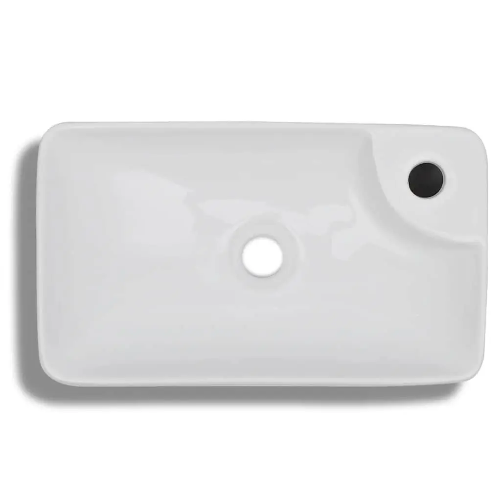 White Ceramic Bathroom Sink Bowl with Drain Hole
