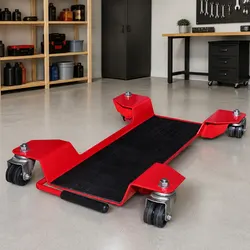 Heavy-Duty Red Motorcycle Dolly Centre Stand with Castors