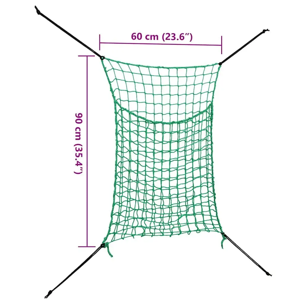 Hay Nets PP Mesh 0.9x1 m Green 2 Piece Rectangular Feeding Horse Pony Livestock