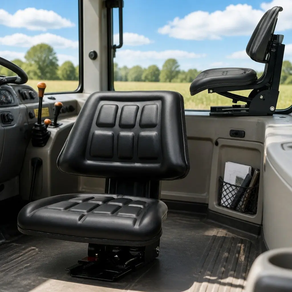 Black Tractor Seat with Suspension for Comfort