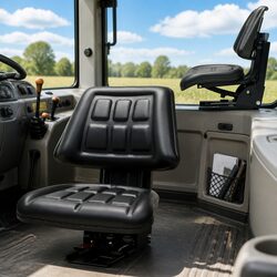 Durable Black Tractor Seat with Suspension for Comfort
