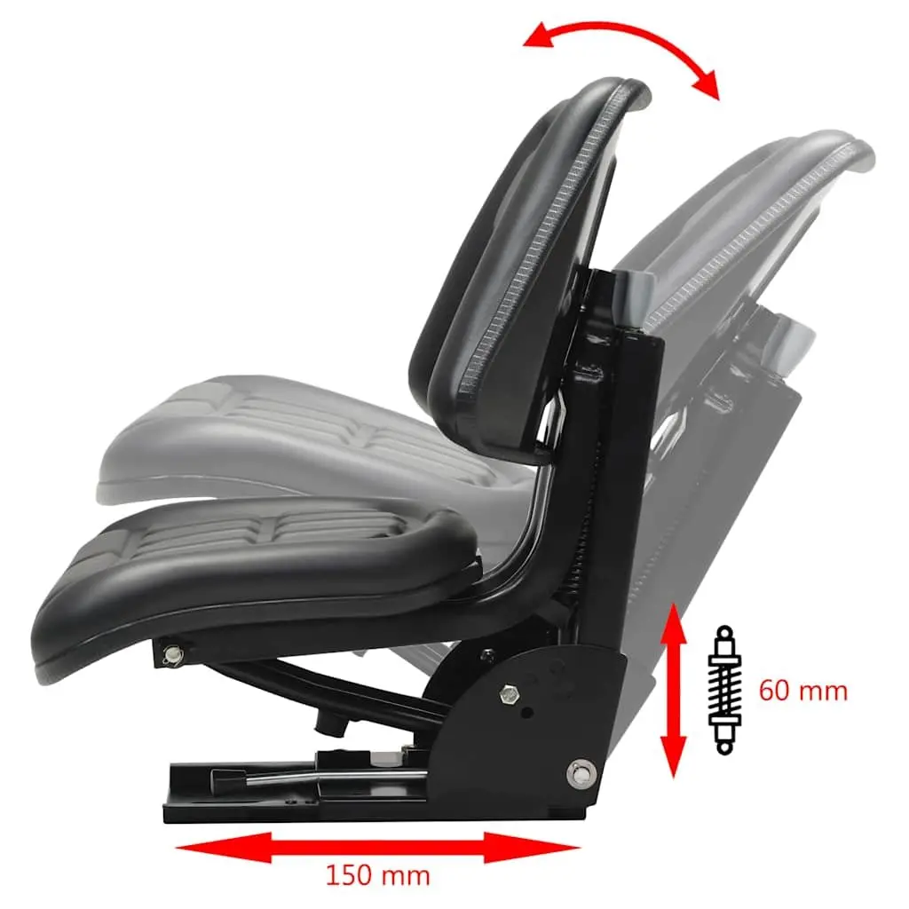 Black Tractor Seat with Suspension for Comfort