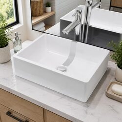 Elegant White Ceramic Basin for Bathrooms 41x30x12 cm