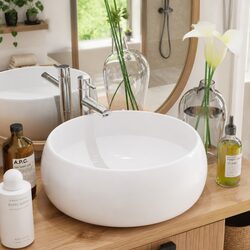 40cm Round White Ceramic Basin for Modern Bathrooms