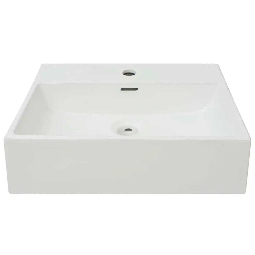 White Ceramic Bathroom Sink with Overflow