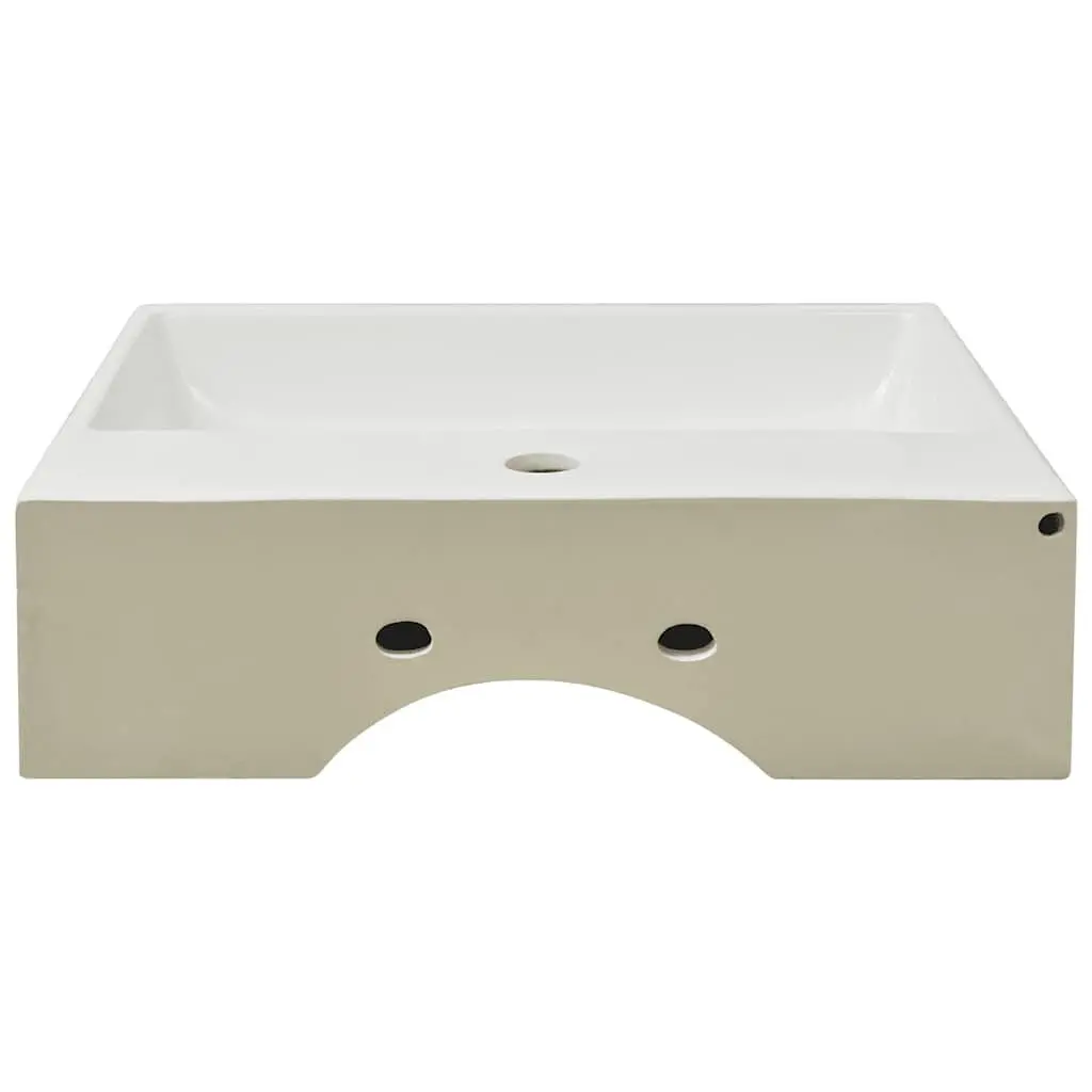 White Ceramic Bathroom Sink with Overflow