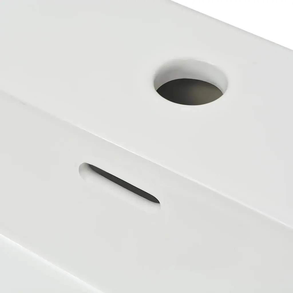White Ceramic Bathroom Sink with Overflow