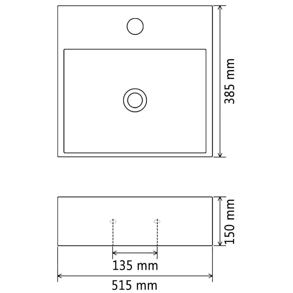 White Ceramic Bathroom Sink with Overflow