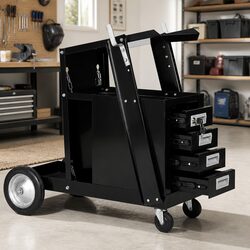 Durable Black Steel Welding Cart with 4 Locking Drawers